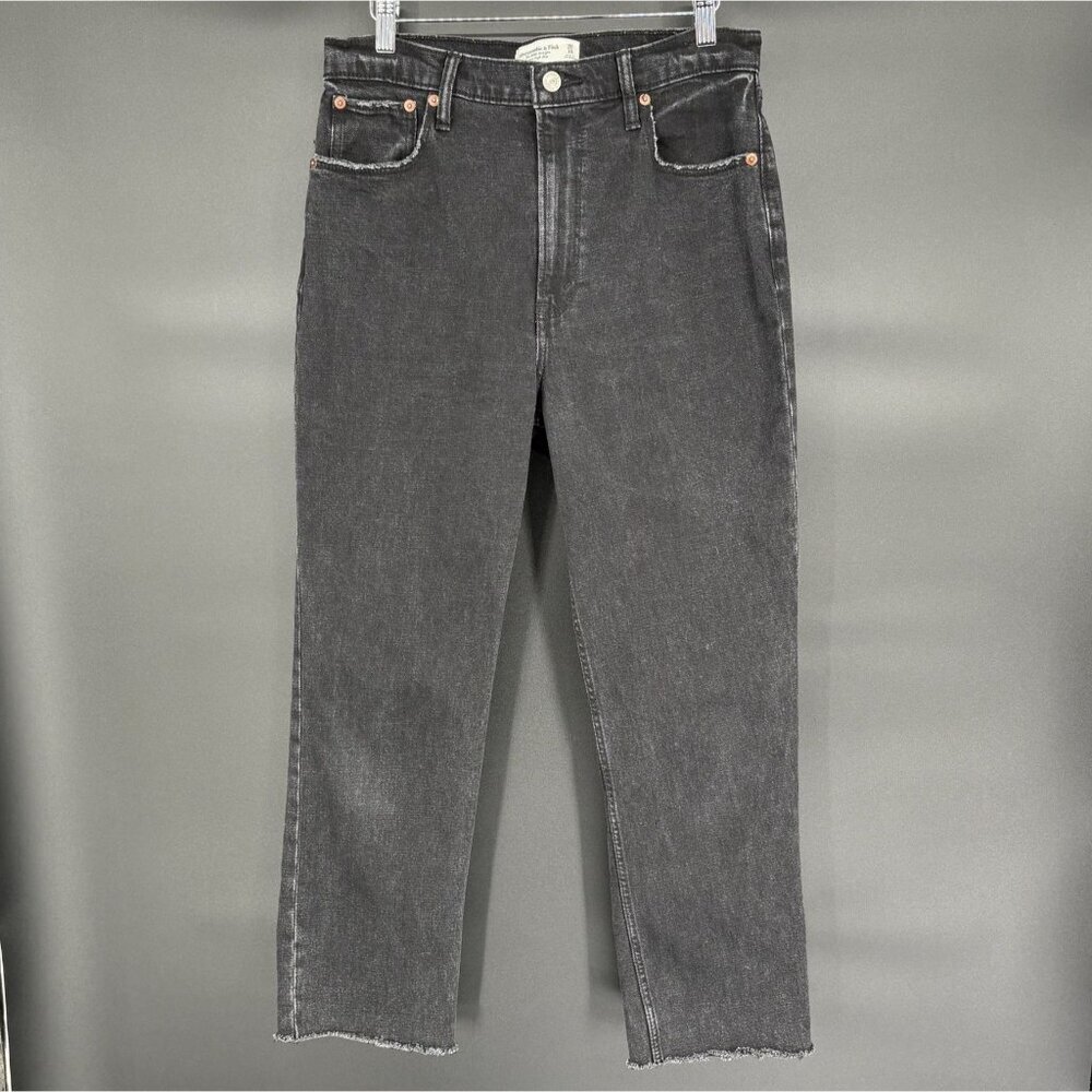 Abercrombie & Fitch Womens The Ankle Straight Ultra High-Rise Jeans 10 Black
